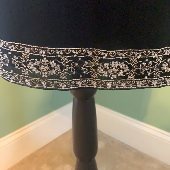 iCe 100% Black Silk Skirt with embroidered and beaded hem. - Picture 2 of 9